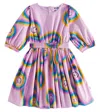 Molo Girl's Choly Happy Face Puff Sleeve Dress In Pink