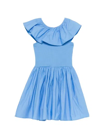 Molo "christal" Short Sleeves Dress In Blue