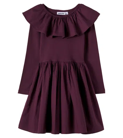 Molo Cille Cotton Jersey And Poplin Dress In Purple