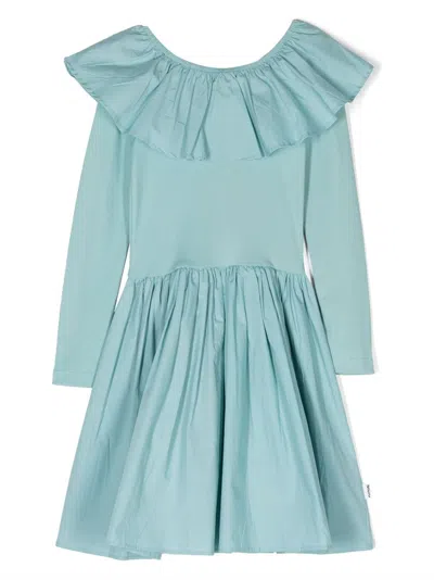 Molo Kids' Cille Ruffle-trim Dress In Blue