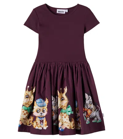 Molo Cissa Cotton Jersey And Poplin Dress In Burgundy