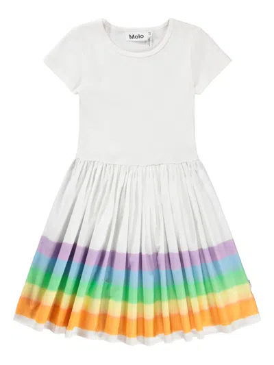 Molo Kids' Cissa Rainbow-striped Dress In White