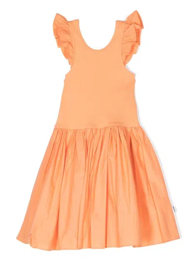 Molo Kids' Claudia Organic Cotton Midi Dress In Orange