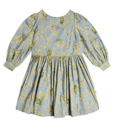 Molo Kids' Cleo Floral Cotton Dress In Blue