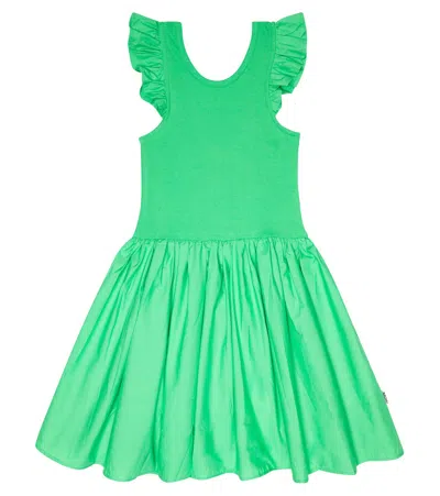 Molo Kids' Claudia Organic Cotton Midi Dress In Green