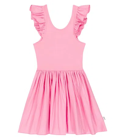 Molo Kids' Ruffled Flared Dress In Pink