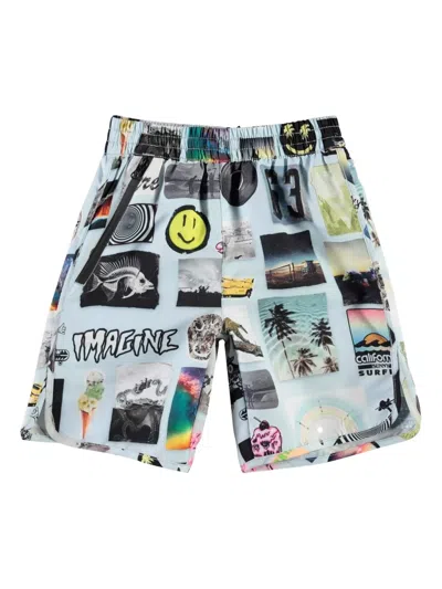 Molo Kids' Collage-print Swim Shorts In Multi