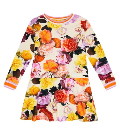 Molo Kids' Conny Floral Cotton-blend Dress In Rose Garden