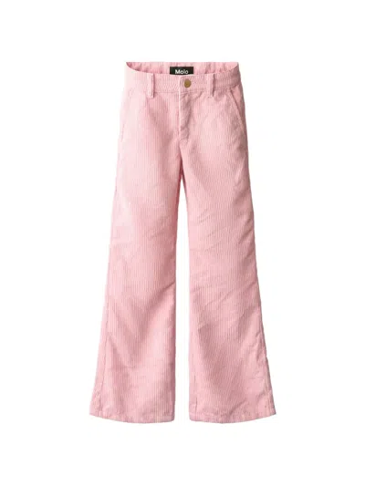 Molo Kids' Corduroy Flared-leg Trousers In Pink