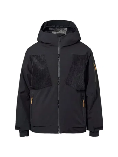 Molo Kids' Corduroy-panelled Hooded Jacket In Black