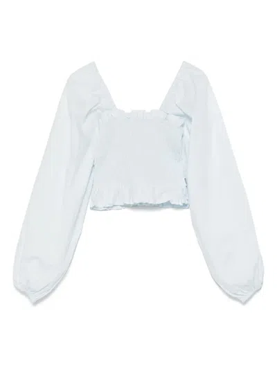 Molo Kids' Cotton Cropped Blouse In Blue