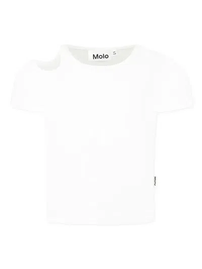 Molo Kids' Cut-out Detailed T-shirt In 白色