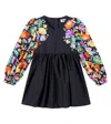 Molo Cybil Floral Cotton Poplin Dress In Black