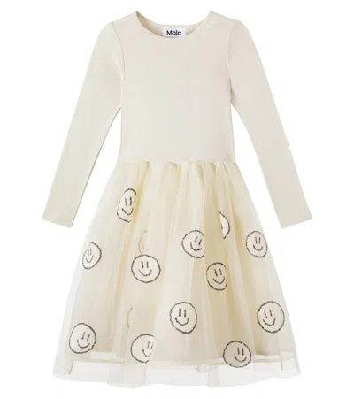 Molo Kids' Cyrus Sequined Tulle Dress In Neutral