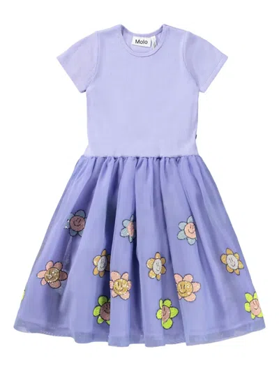 Molo Kids' Cyrusila Sequin-detailing Tulle Dress In Purple