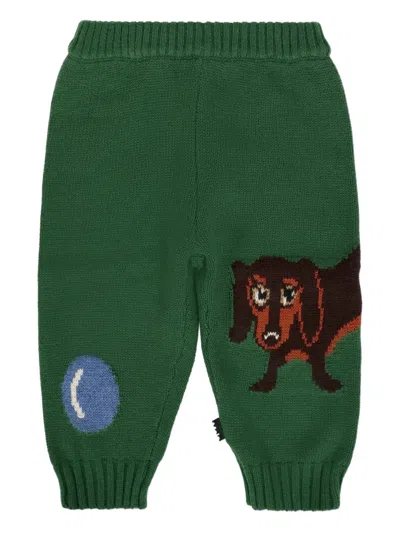 Molo Babies' Dachshund-dog Knitted Trousers In Green