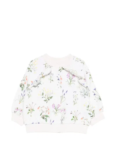Molo Babies' Daphne Ruffled Floral Sweatshirt In White