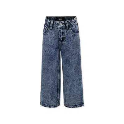 Molo Denim Jeans For Kids With Peace Symbol In Grey