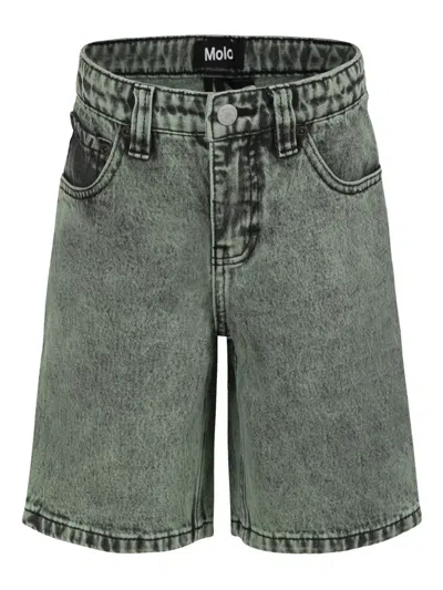Molo Kids' Denim Shorts In Green