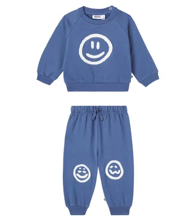 Molo Disc And Simeon Sweatshirt And Sweatpants Set In Blue