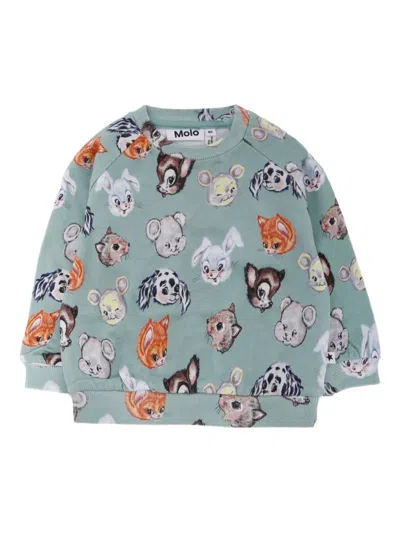 Molo Babies' Disc Animal-print Sweatshirt In Green