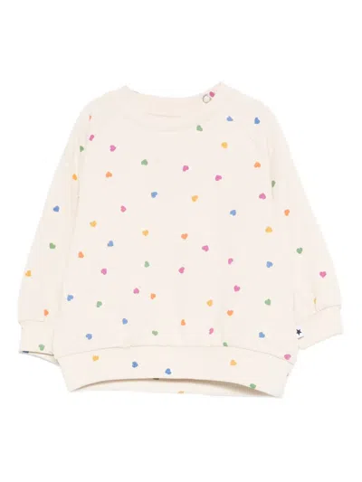 Molo Babies' Disc Heart-print Sweatshirt In Nude