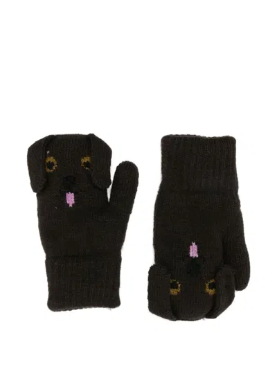 Molo Kids' Dog-face Mittens In Black