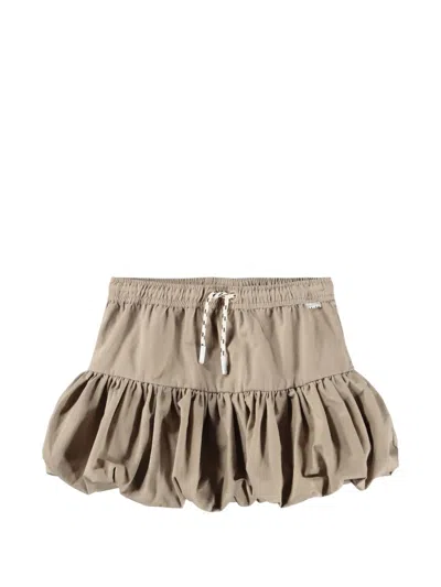 Molo Kids' Drawstring Bubble-hem Skirt In Neutral