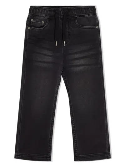 Molo Kids' Drawstring-waistband Straight-leg Trousers In Black