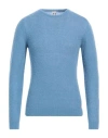 Molo Eleven Man Sweater Azure Size M Wool, Polyamide In Blue