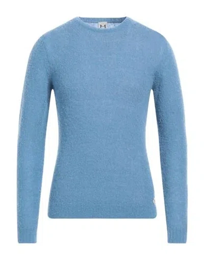Molo Eleven Man Sweater Azure Size L Wool, Polyamide In Blue