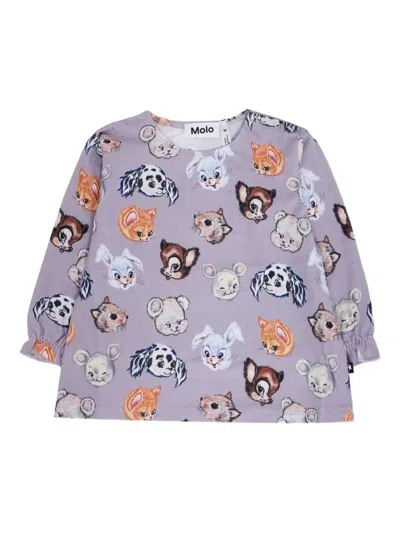 Molo Babies' Elina Animal-print Sweatshirt In Gray