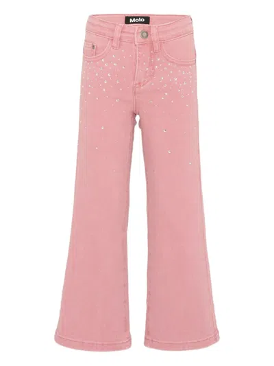 Molo Kids' Embellished Jeans In Pink