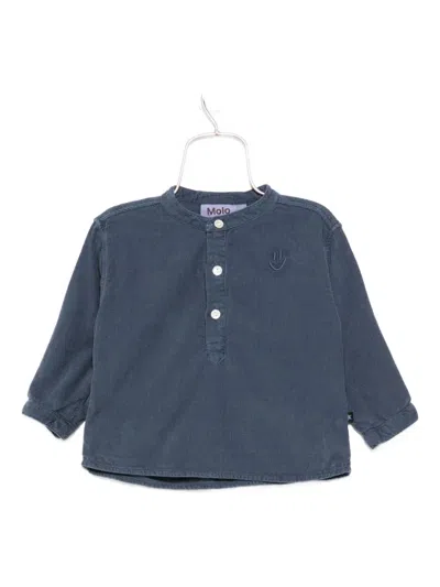Molo Babies' Embroidered Button-placket Top In Gray