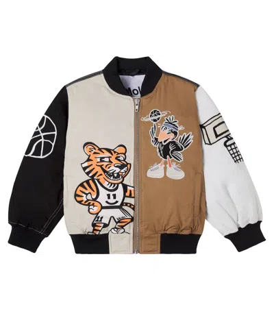 Molo Kids' Embroidered Cotton Bomber Jacket In Multi