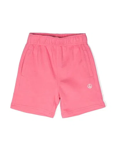 Molo Kids' Embroidered Track Shorts In 粉色