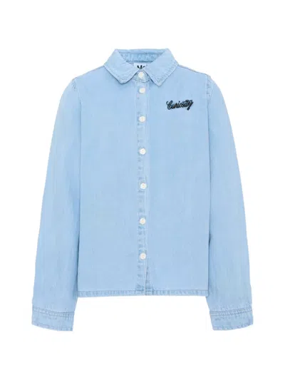 Molo Kids' Embroidered-logo Denim Shirt In Blue
