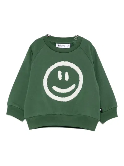 Molo Babies' Face-print Sweatshirt In Green