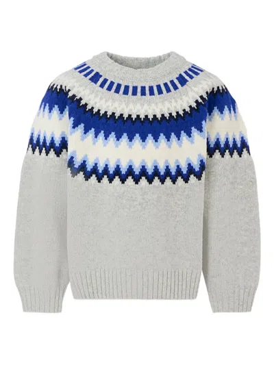 Molo Kids' Fair Isle Sweater In Gray