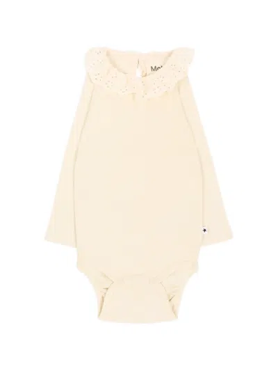 Molo Babies' Faye Broderie-anglaise Ruffled Bodysuit In Neutrals