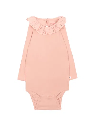 Molo Babies' Faye Broderie-anglaise Ruffled Bodysuit In Pink