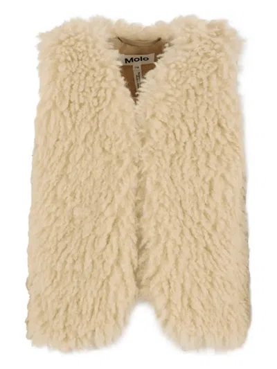 Molo Kids' Fleece Gilet In Brown