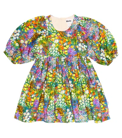 Molo Kids' Floral Cotton Dress In Flower Field