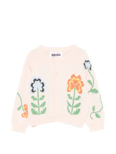 Molo Babies' Floral-embroidered Cardigan In Pink