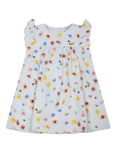 Molo Babies' Floral-print Dress In Light Blue