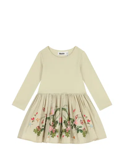 Molo Babies' Floral Print Dress In Neutral