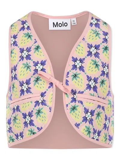 Molo Kids' Floral Print Gilet In Pink