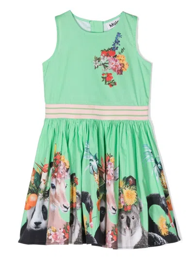 Molo Kids' Floral-print Sleeveless Dress In Fruitilicious