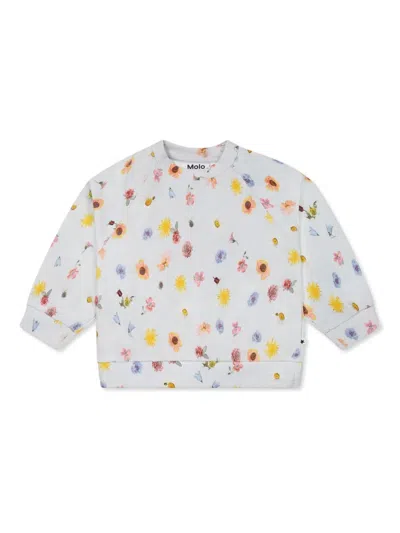 Molo Babies' Floral-print Sweatshirt In Blue