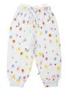 Molo Light Blue Trousers For Baby Girl With Floral Print In White